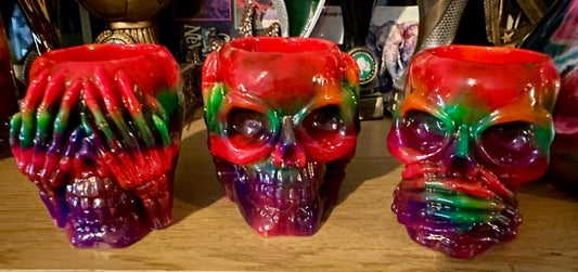 Waffle - Glow in the Dark Skull trio candle holders