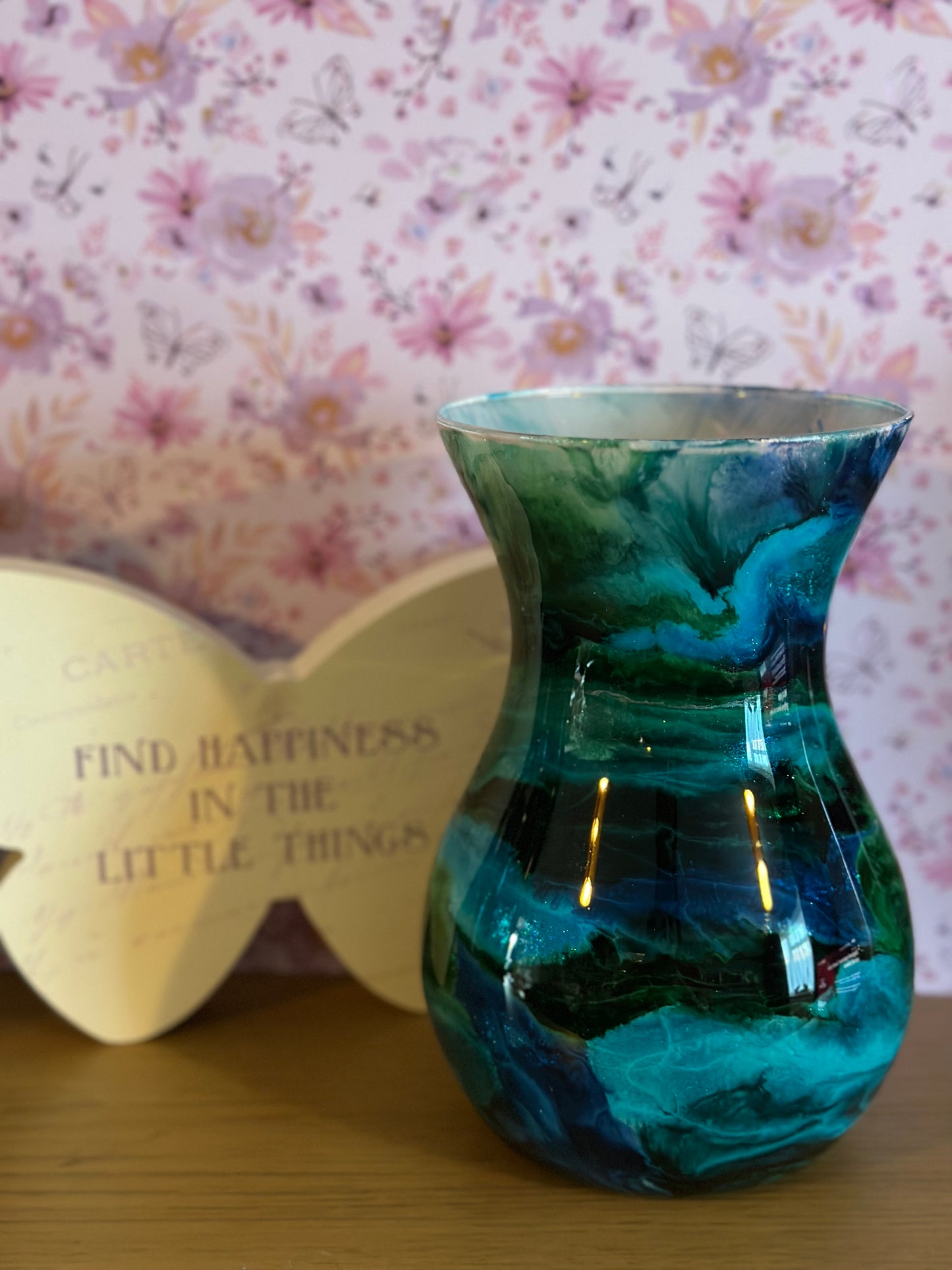 Small custom ink glass vase