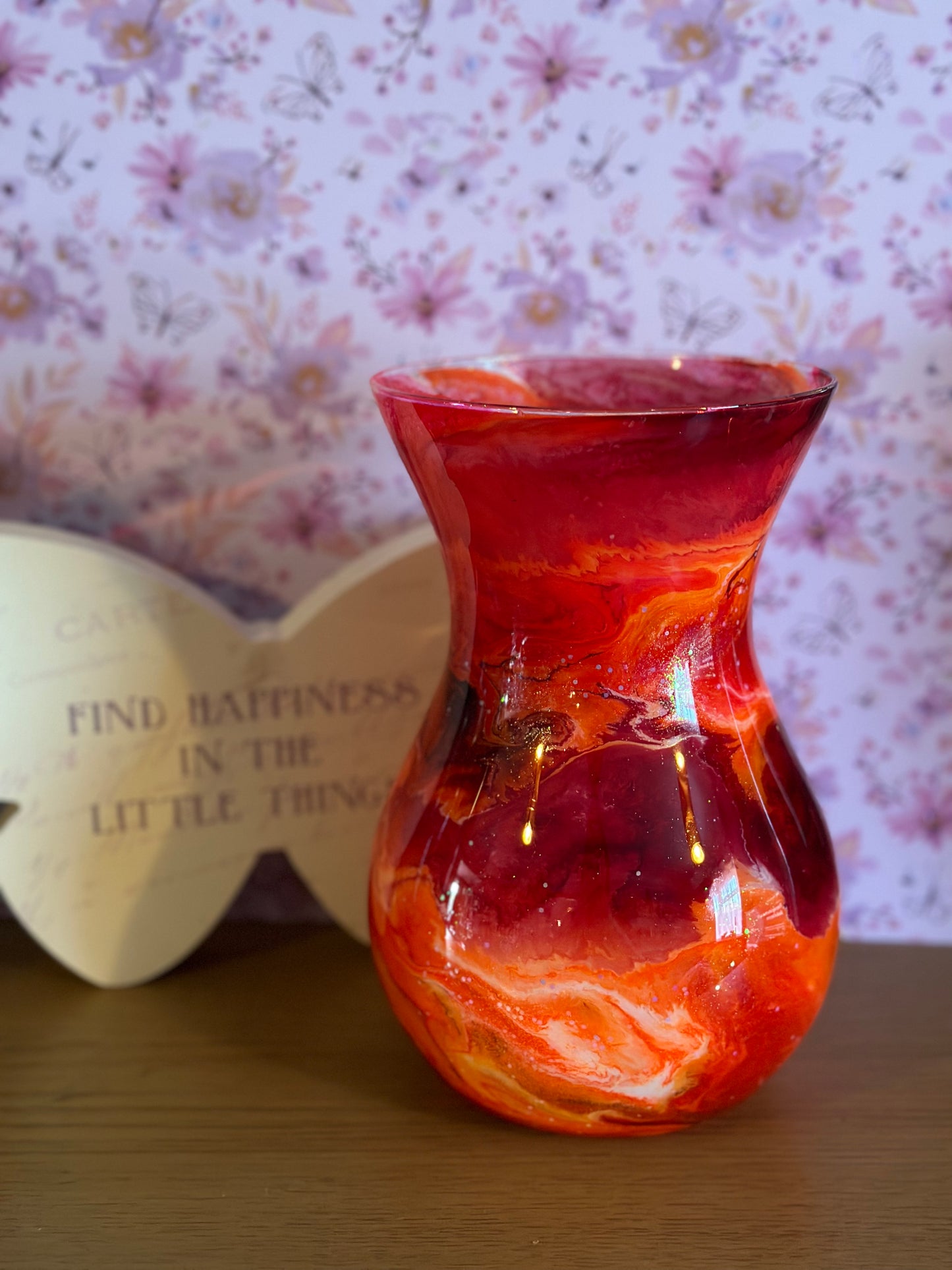 Small custom ink glass vase