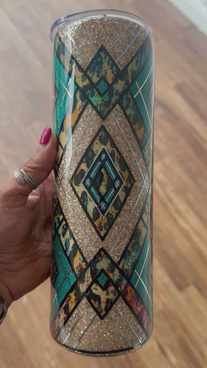 Ready to Ship 30oz glitter and vinyl template Tumbler